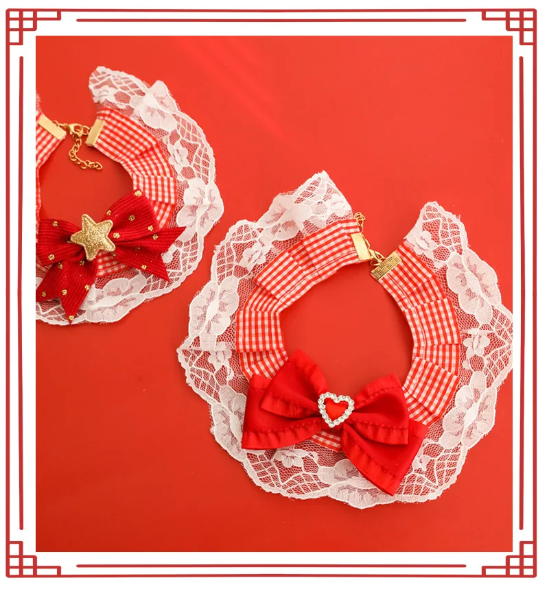 Pañuelo retro para mascotas con cuadros de corazones
