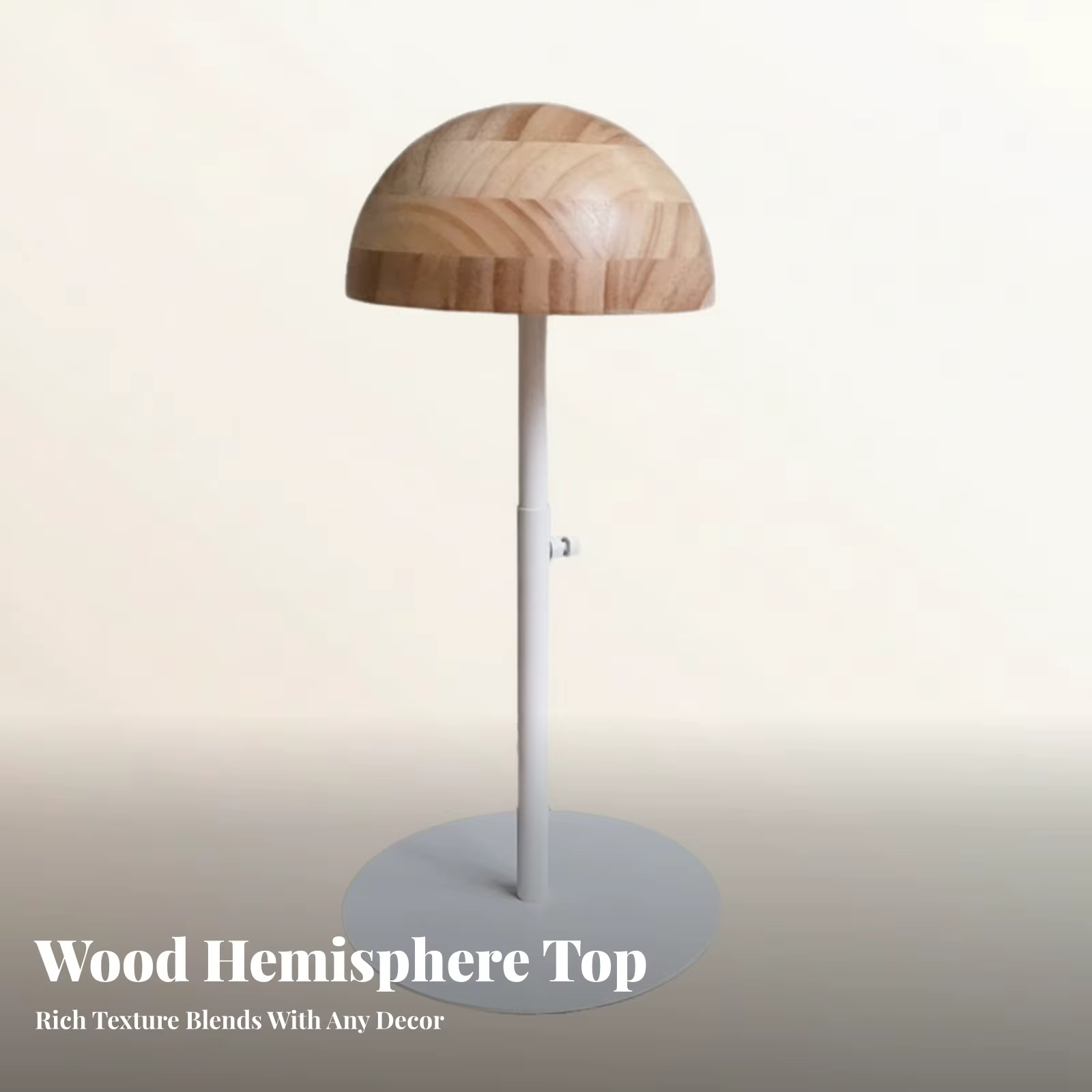 Soporte ajustable para exhibición de sombreros de metal y madera con base - imagen 2