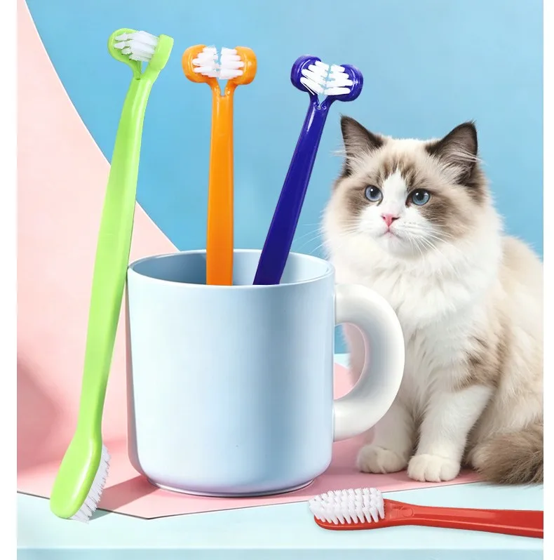 Cepillo de dientes doble cabezal para perros y gatos