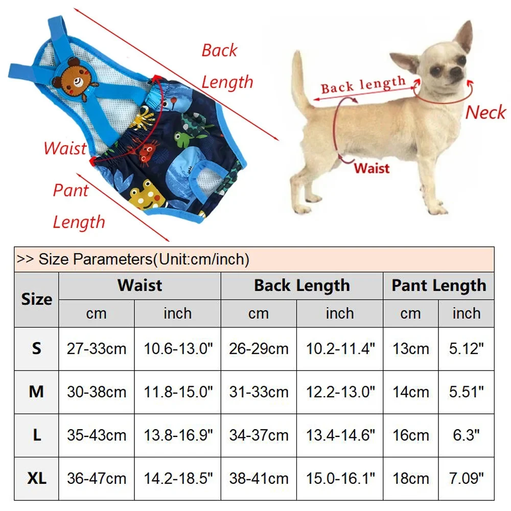 Pañales reutilizables para perros con estampado de dibujos animados