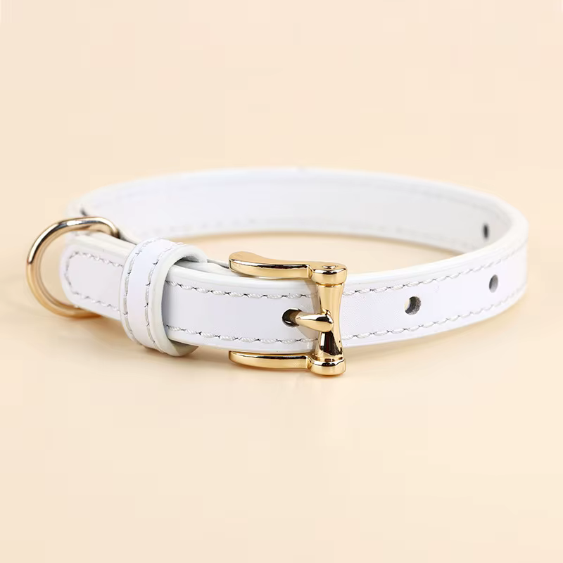 Collar de cuero hecho a mano para perro pequeño