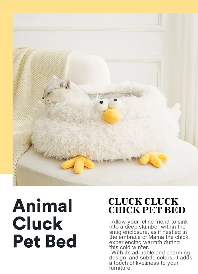 Cama para gatos con forma de pollo en felpa suave