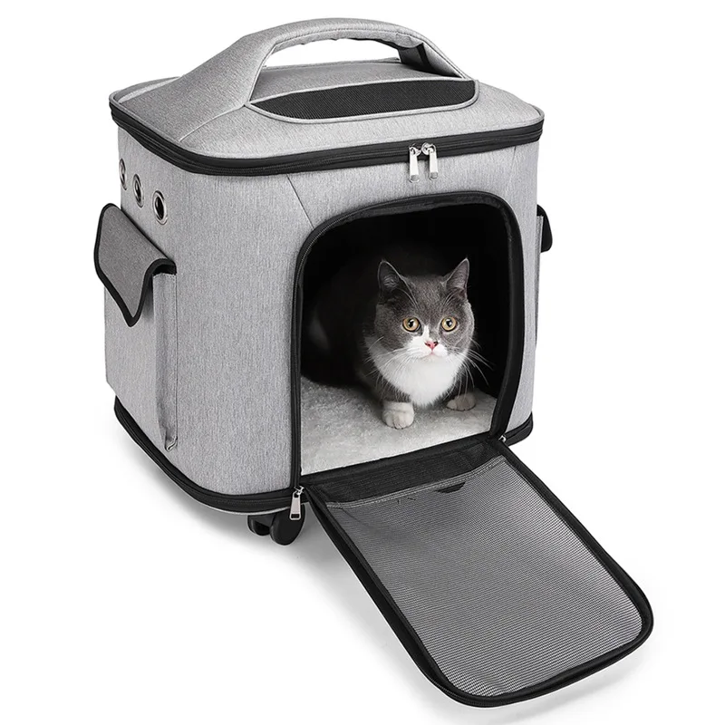 Bolsa de transporte transpirable para gatos gran capacidad, plegable - imagen 4