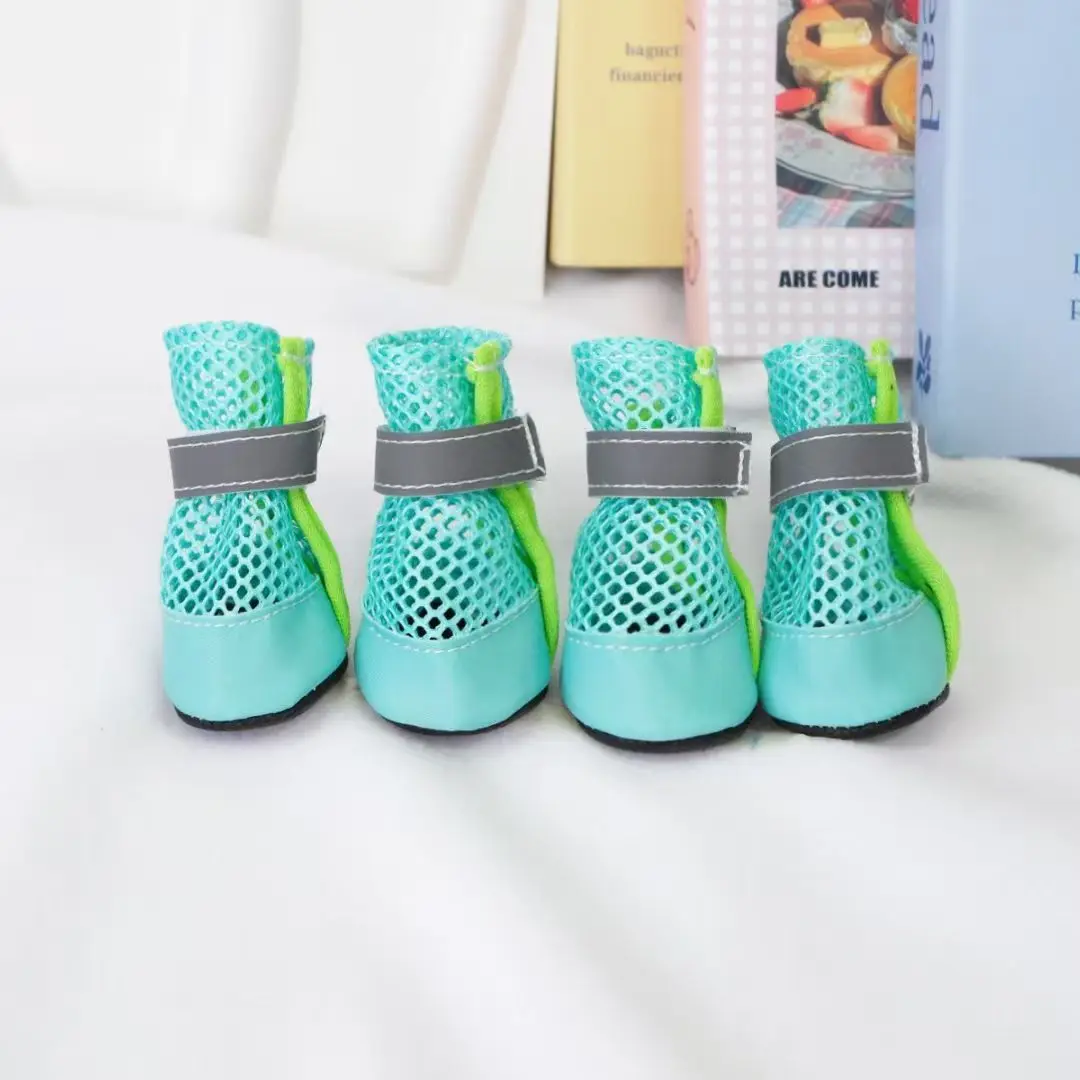 Botas zapatos verano transpirables de malla reflectantes para perros