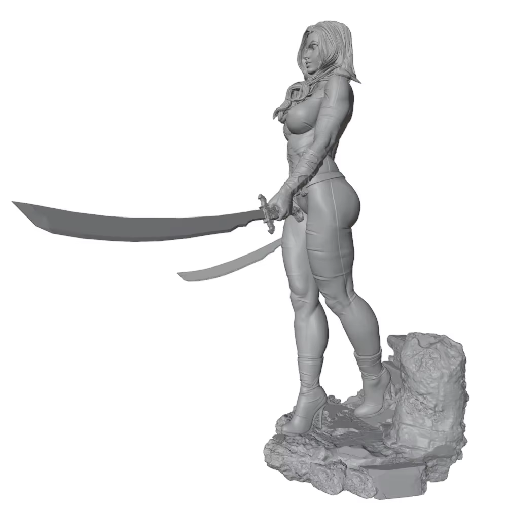Maqueta resina 1/24 – Figura femenina DIY sin pintar - imagen 3