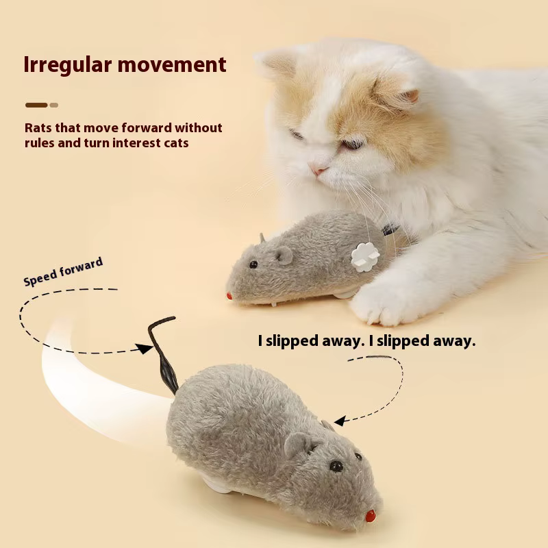 Juguete ratón mecánico de peluche para gatos y perros – se mueve - imagen 5