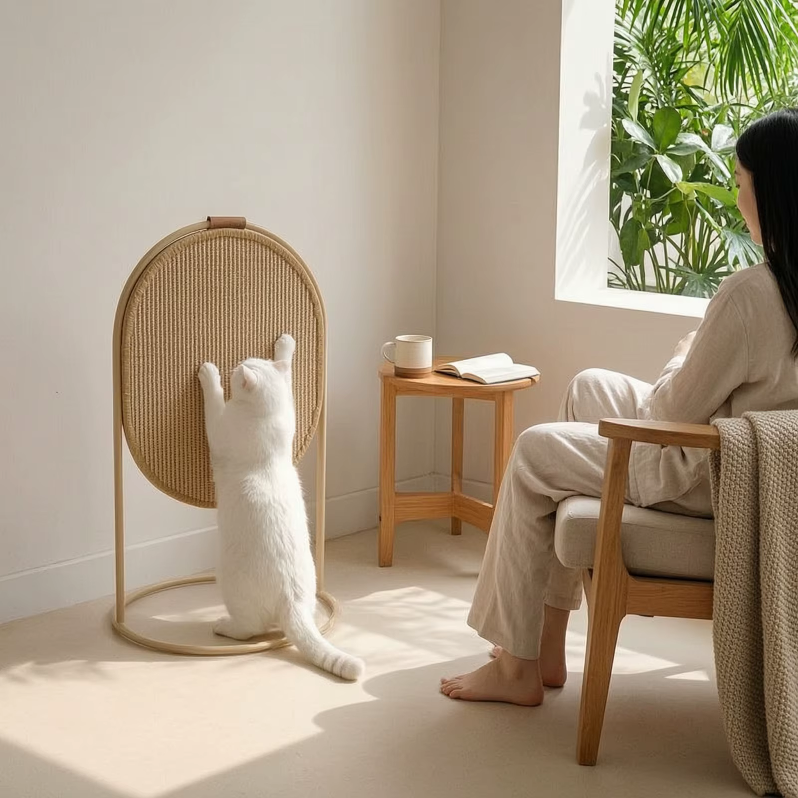 Rascador arqueado metálico para gatos de interior natural y duradero - imagen 5