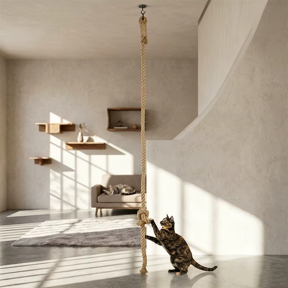 Rascador de pared de sisal para gatos de interior, parque de juguete - imagen 4
