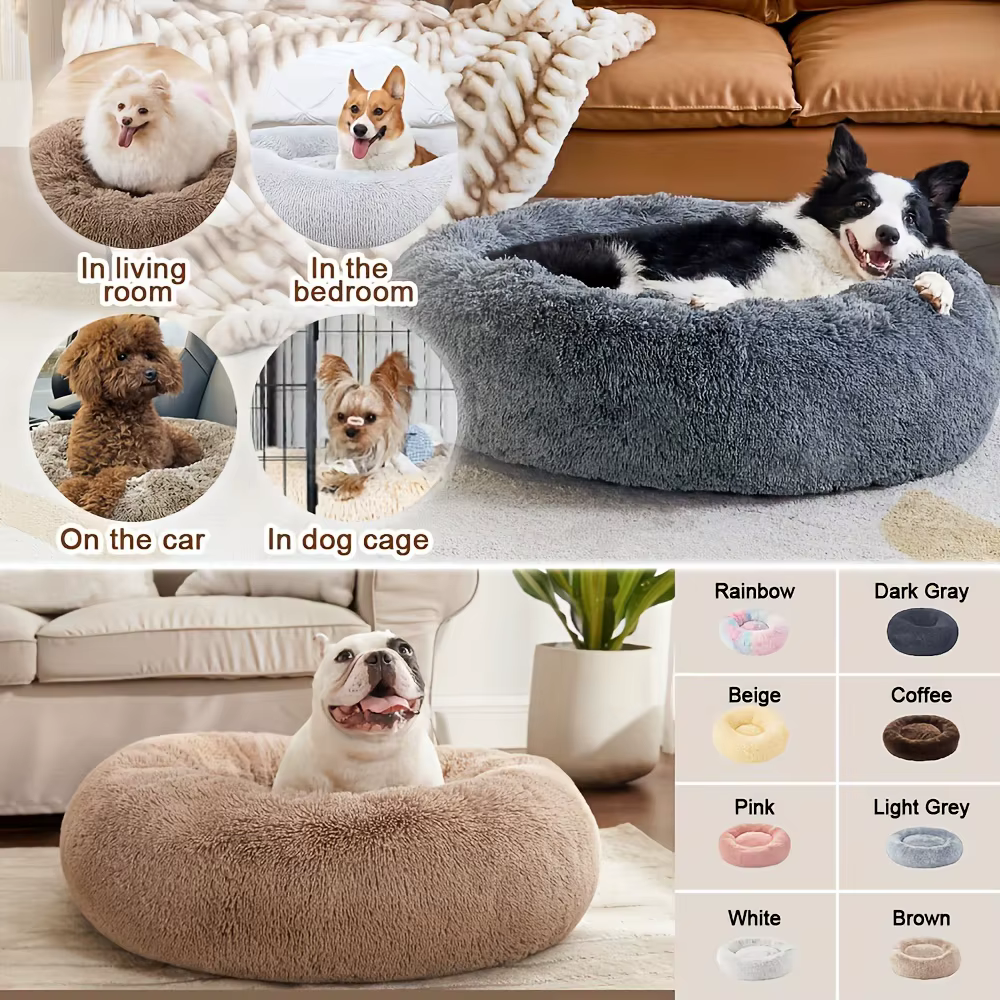 Cama redonda súper suave para gatos y perros grandes, nido cálido - imagen 2
