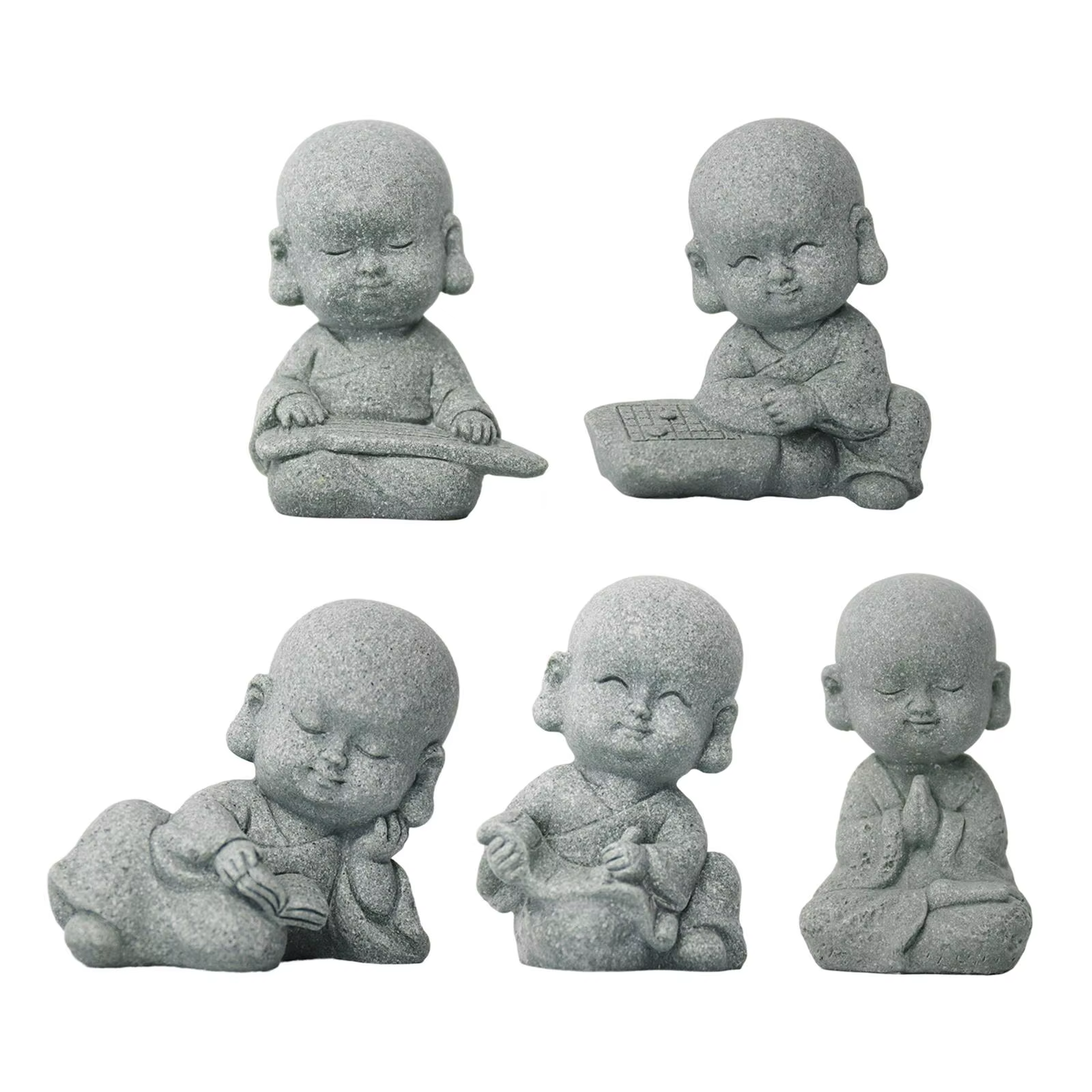 Figura decorativa de Buda monje en resina para interior y jardín - imagen 5