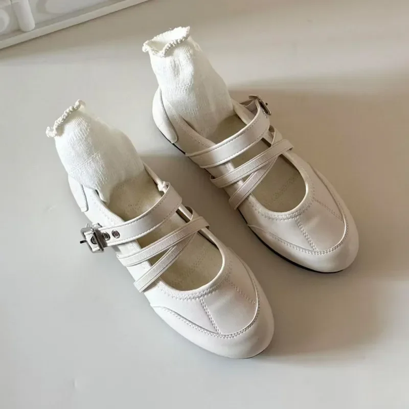 Zapatos Mary Jane planos retro con tira cruzada estilo ballet sin cordones - imagen 5