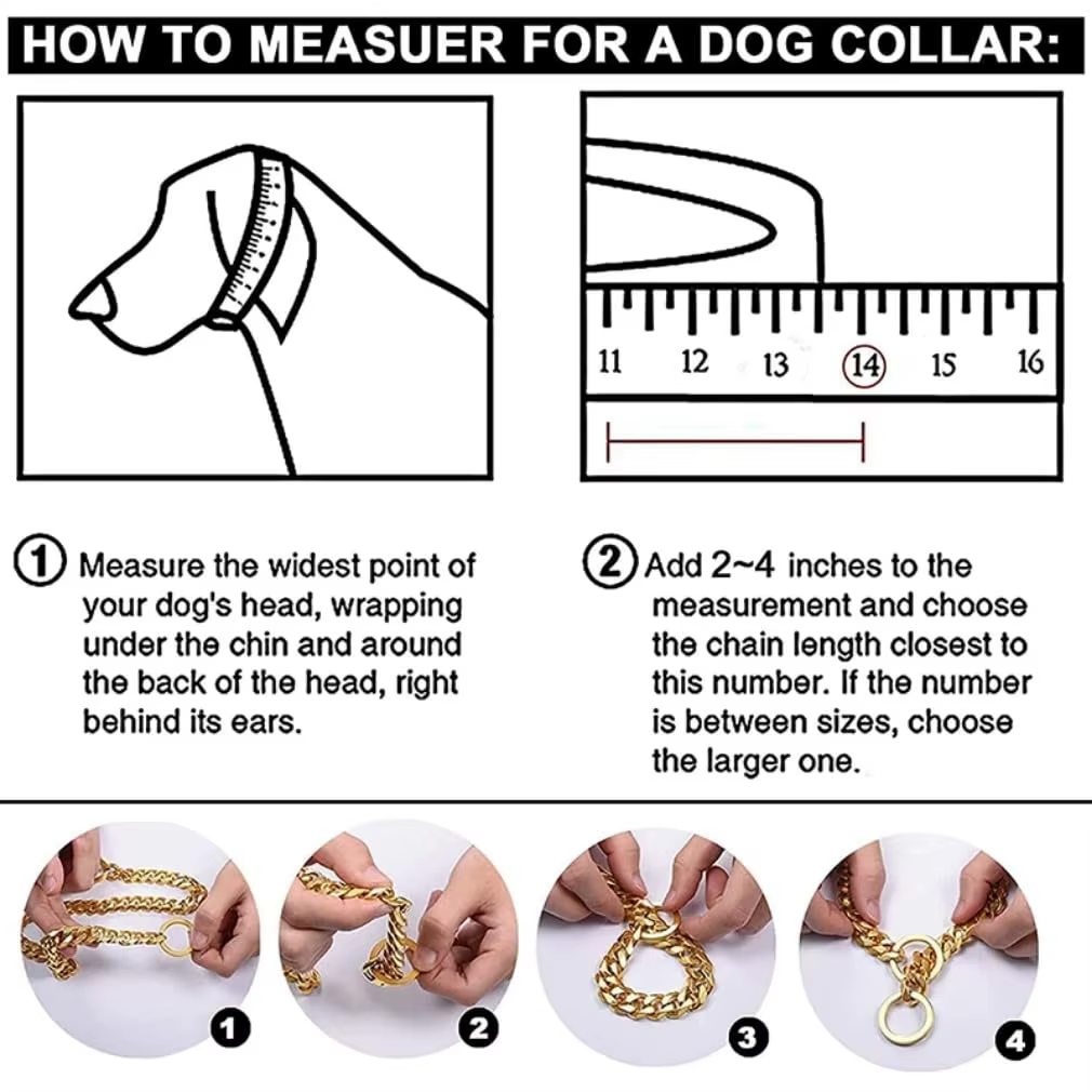 Collar cadena dorada para perros pequeños, medianos y grandes – Eslabones cubanos 10 mm - imagen 2