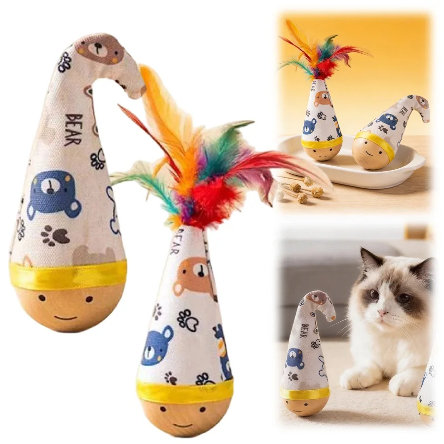 Detalle de plumas y estilo atractivo para gatos