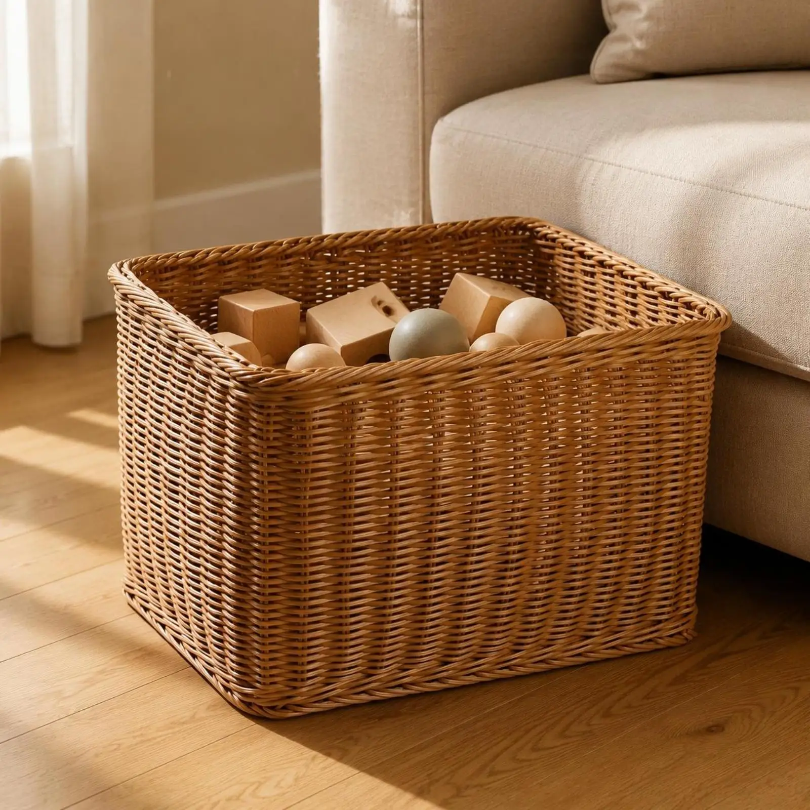 Cesta Tejida Cuadrada para Mascotas – Organizador Almacenamiento Rejilla - imagen 2