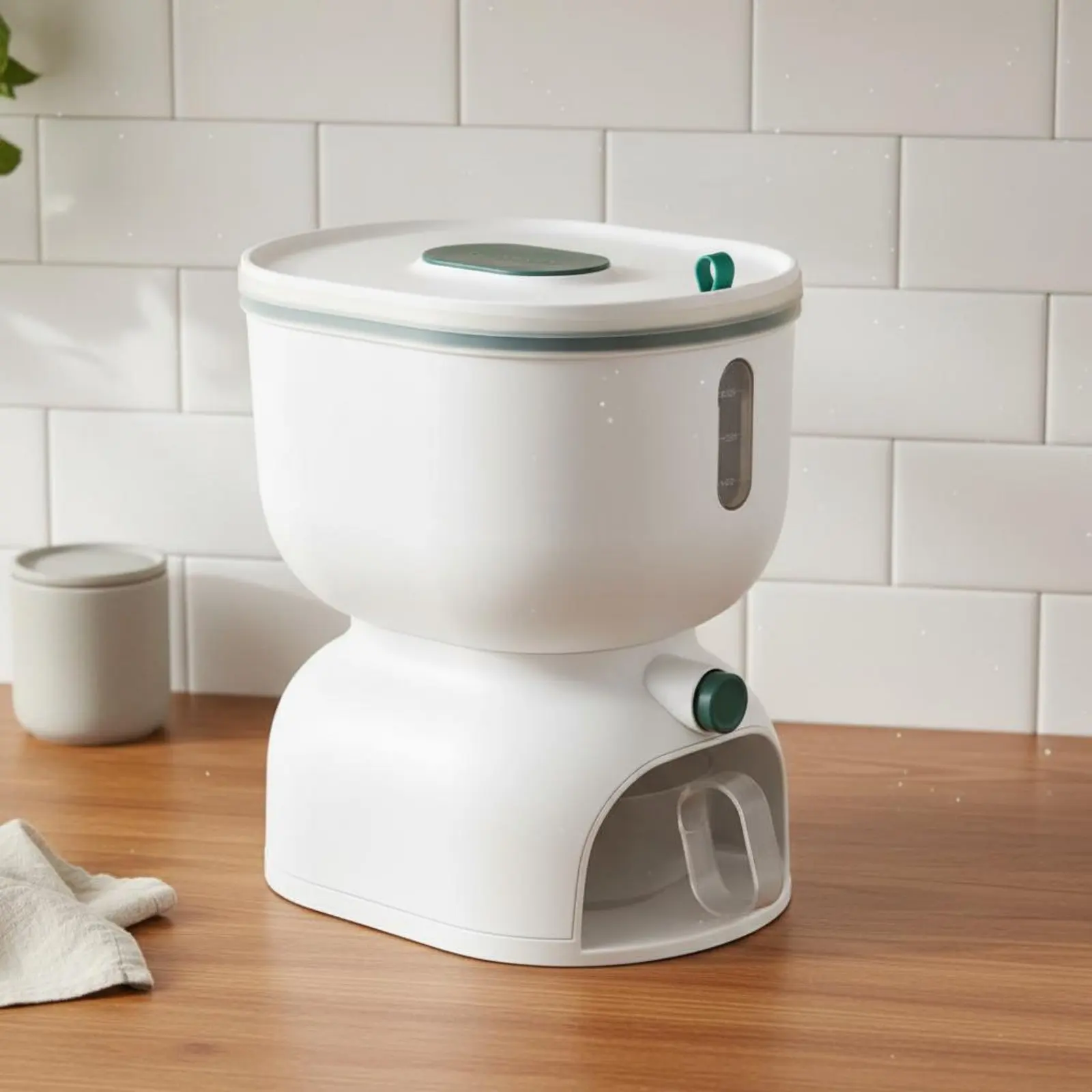 Contenedor dosificador de alimento seco con taza medidora gatos y perros - imagen 5