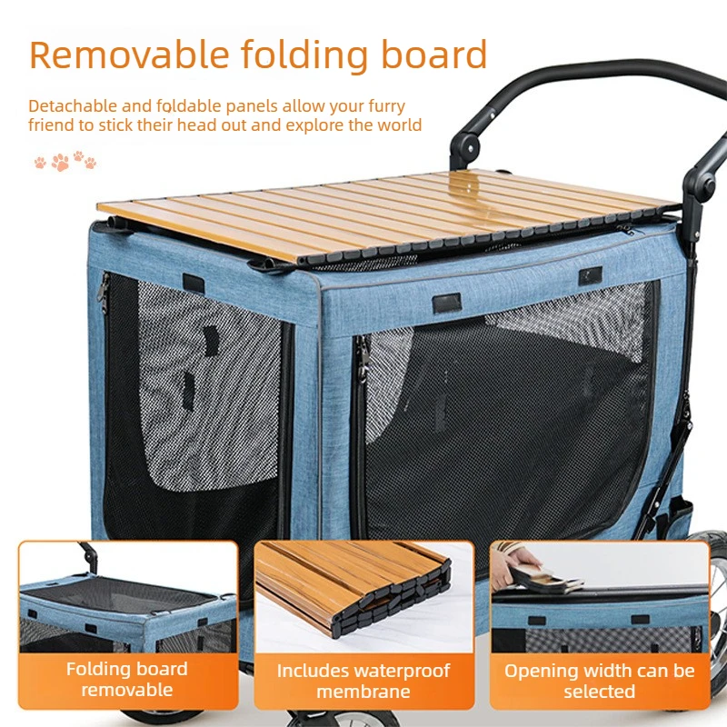 Carrito para perros plegable multifuncional con mesa de madera - imagen 2