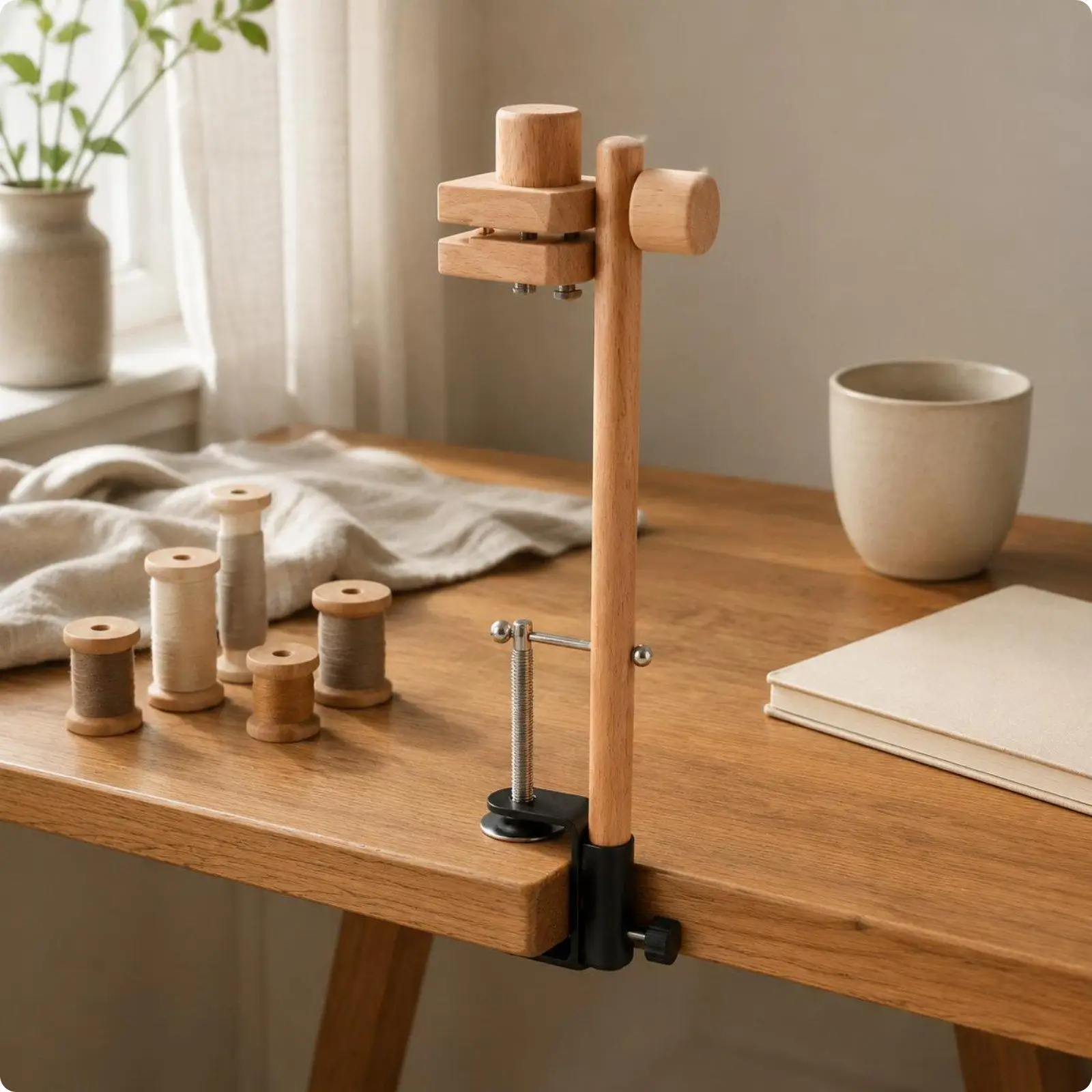 Soporte ajustable bastidor bordado con abrazadera – Aro madera para costura manual - imagen 4