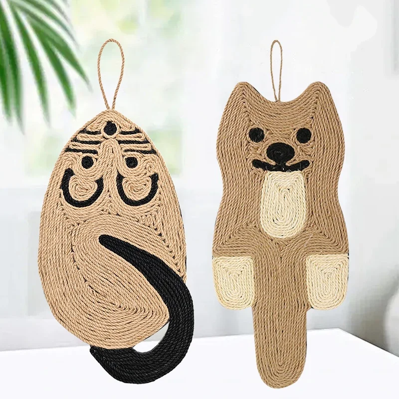 Rascador de sisal para gatos con forma de ratón, evita arañazos