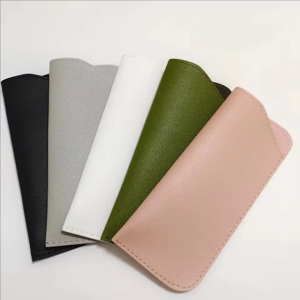 Estuche suave para gafas de cuero PU, funda portátil