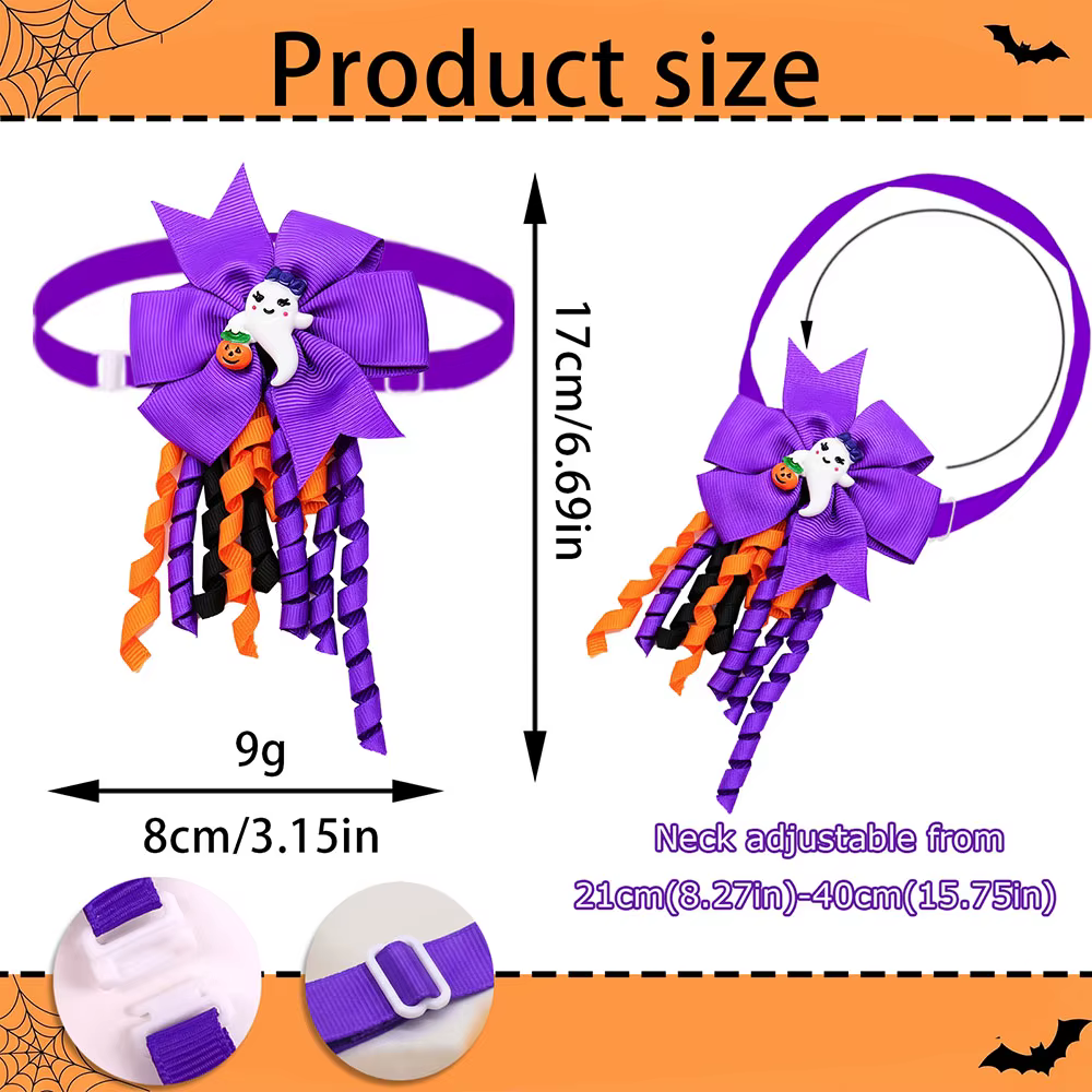 Lazos de Halloween ajustables para perros: adorno de fiesta cartoon