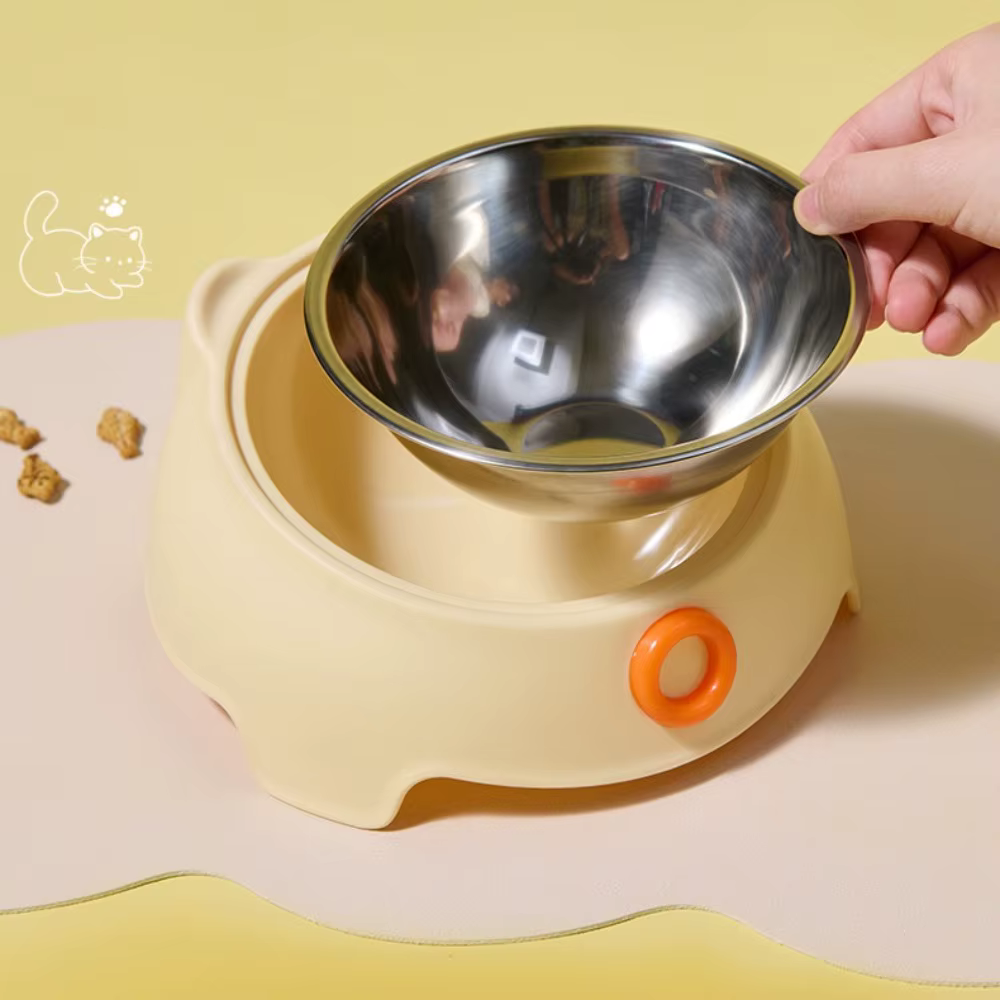 Comedero acero inoxidable para perros y gatos – Borde inclinado para cuello, antivuelco - imagen 2