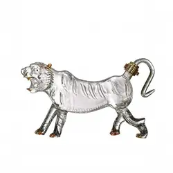 Botella de Licor Tigre de Vidrio – Contenedor Sellado para Bar