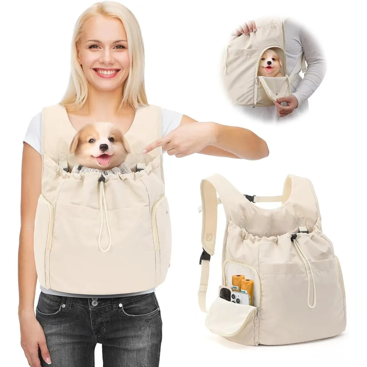 Bolsa de transporte transpirable para gatos y perros, gran capacidad