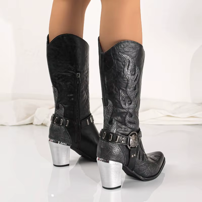 Botas cowboy para hombre y mujer con estampado animal y llamas - imagen 3