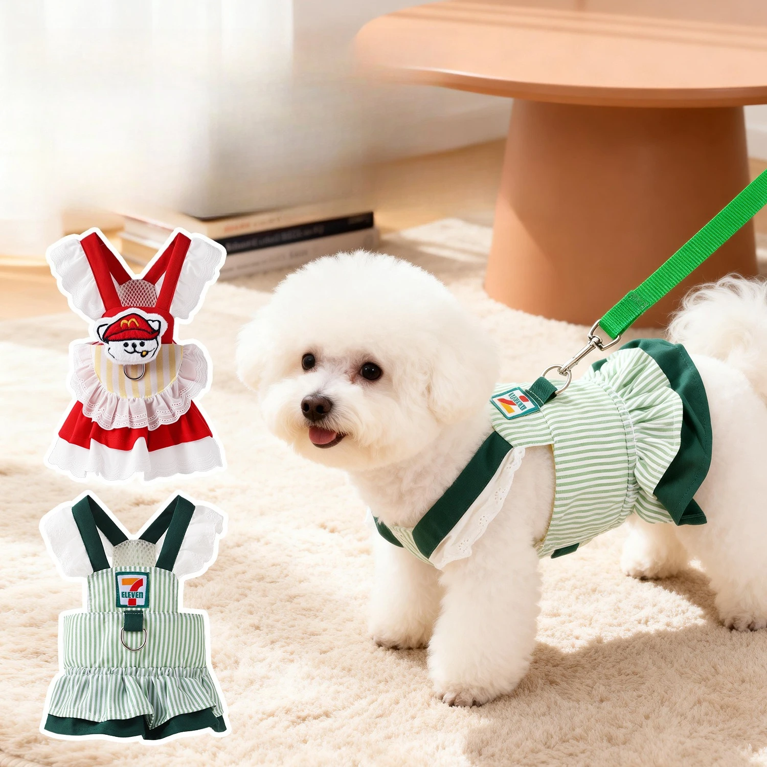 Detalle de falda de encaje del vestido para perros