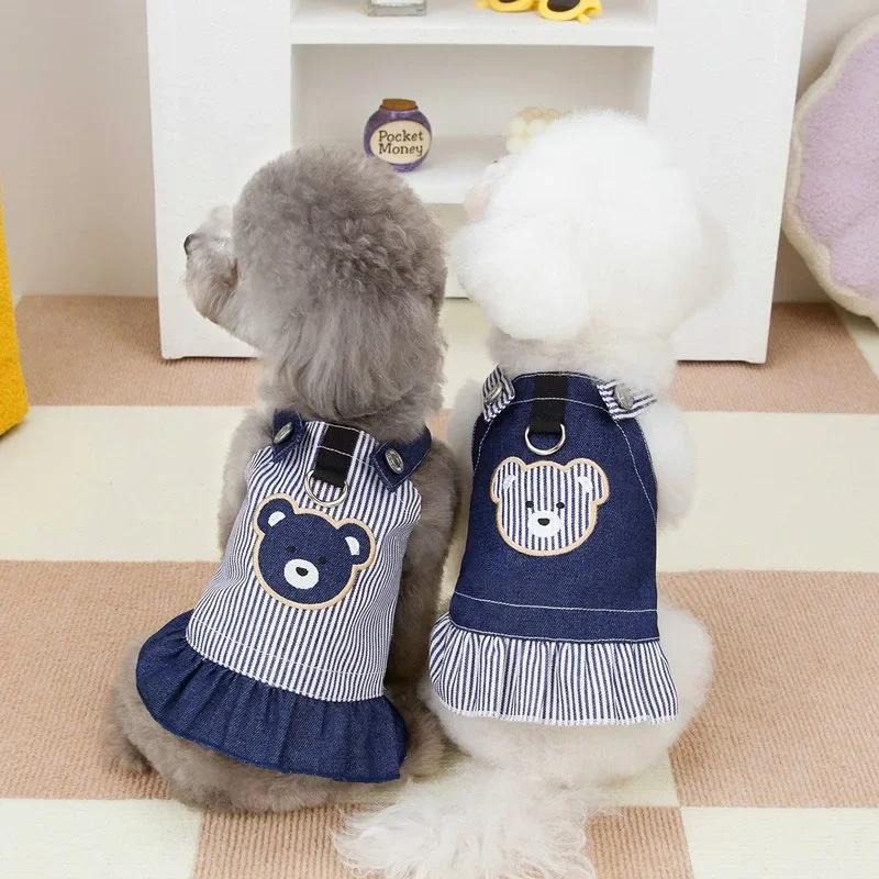 Vestido de rayas y osito de peluche