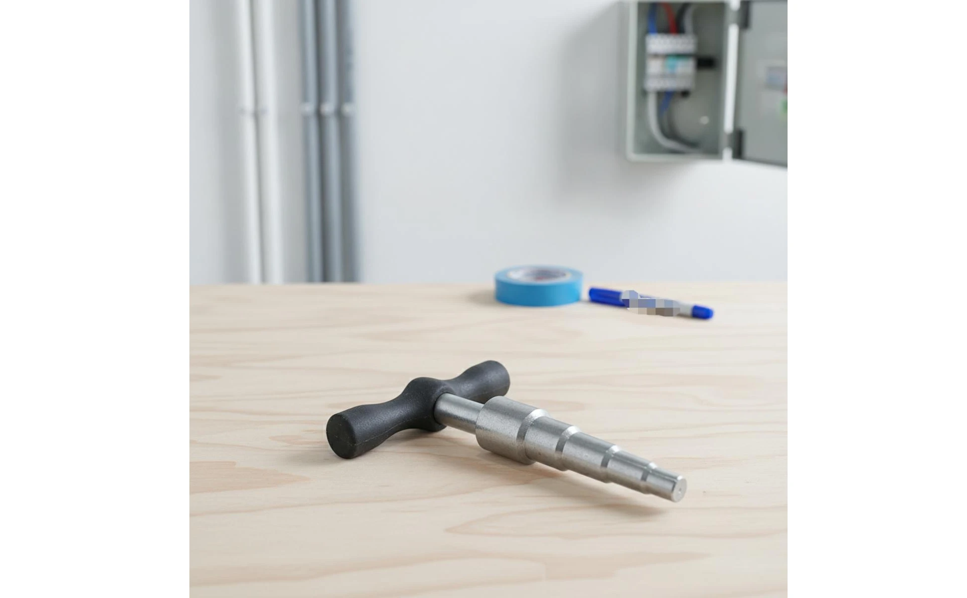 Detalle del mango ergonómico y la construcción en acero de la herramienta