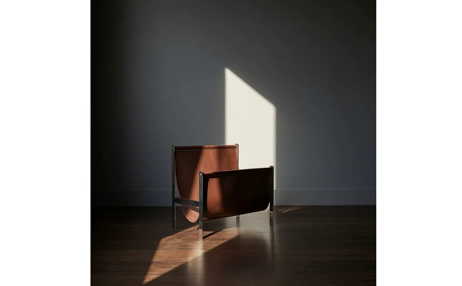 Porta revistas moderno con marco plateado