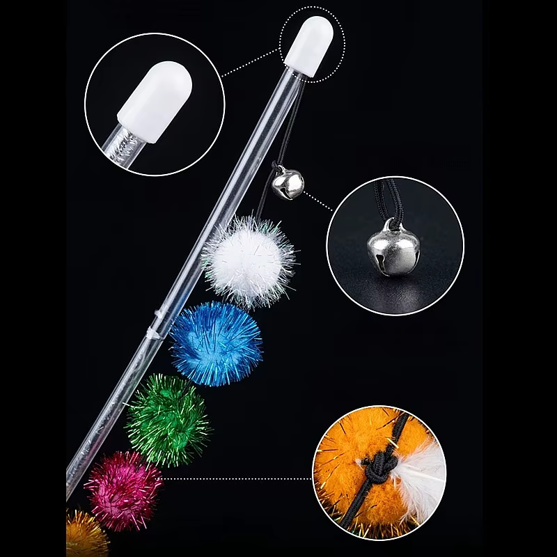 Juguete para gatos plumas y varita con borlas coloridas - imagen 3