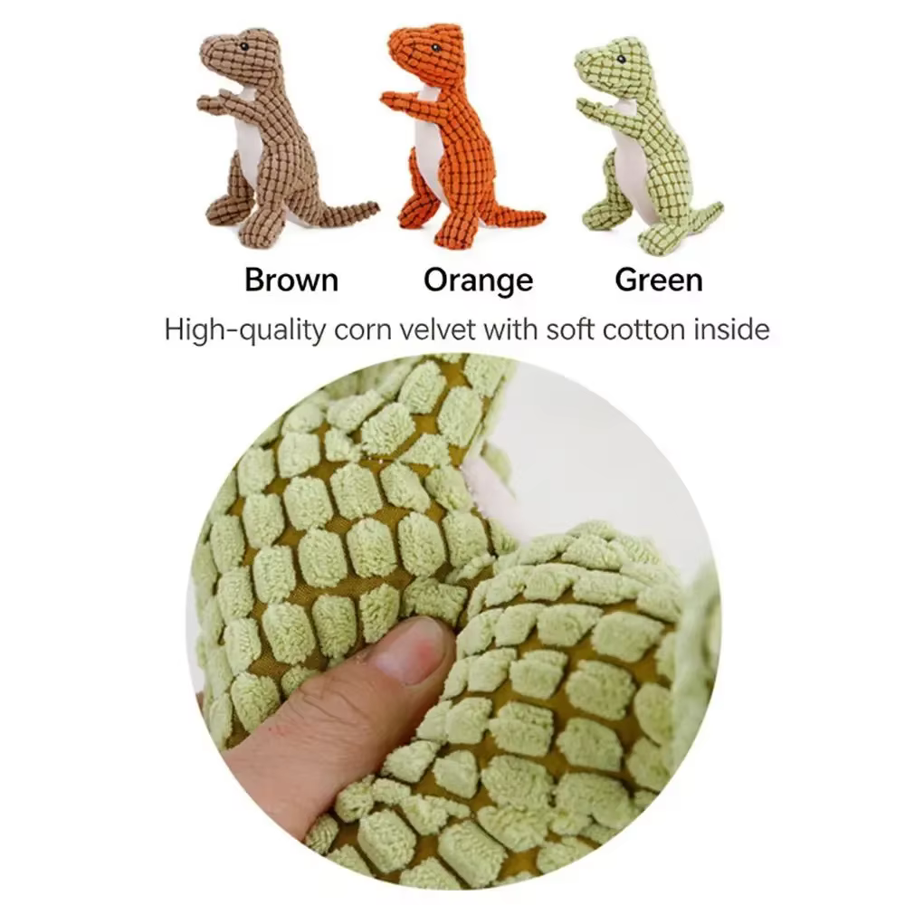 Juguete dinosaurio de peluche con sonido para perros y gatos - imagen 2