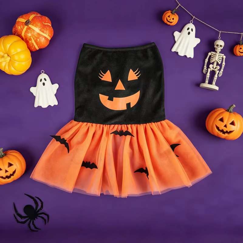Vestido de Halloween para perro pequeño y mediano con diseño de calabaza - imagen 4