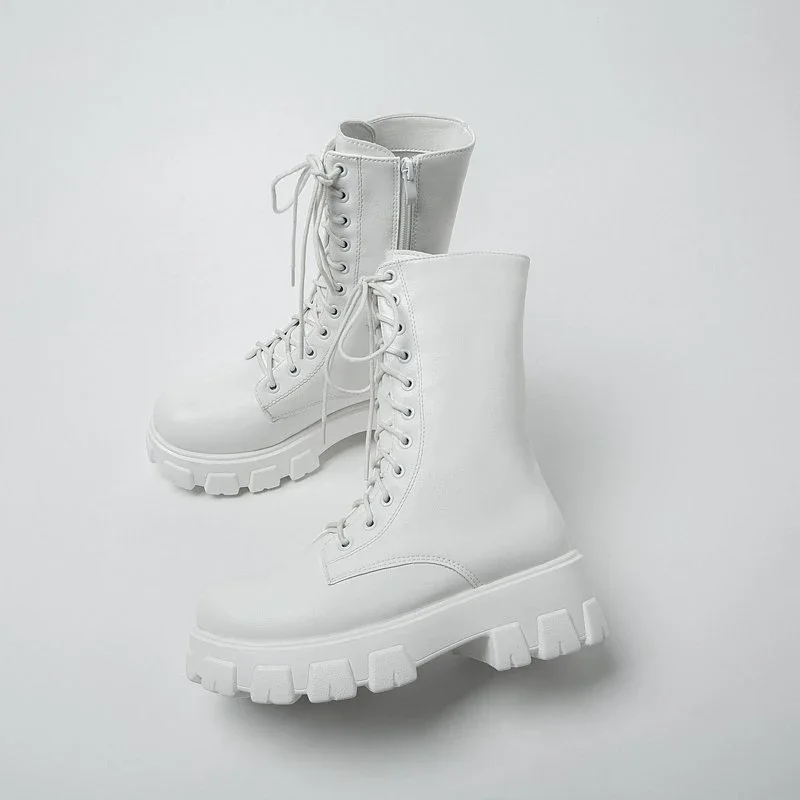 Botas de Plataforma con Cordones y Cremallera para Mujer – Estilo Casual - imagen 2