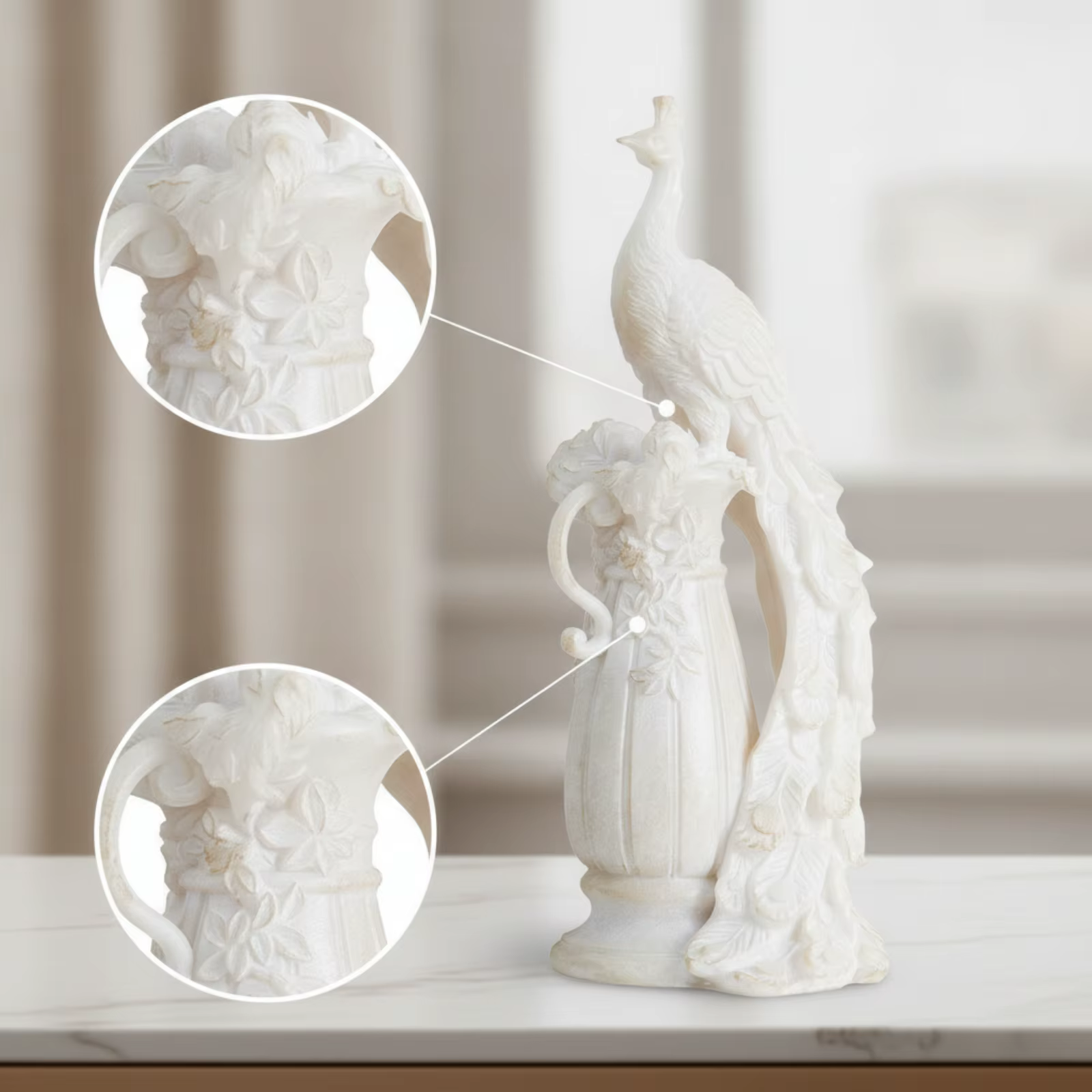 Escultura de Pavo Real con pedestal, decoración clásica para sala - imagen 3