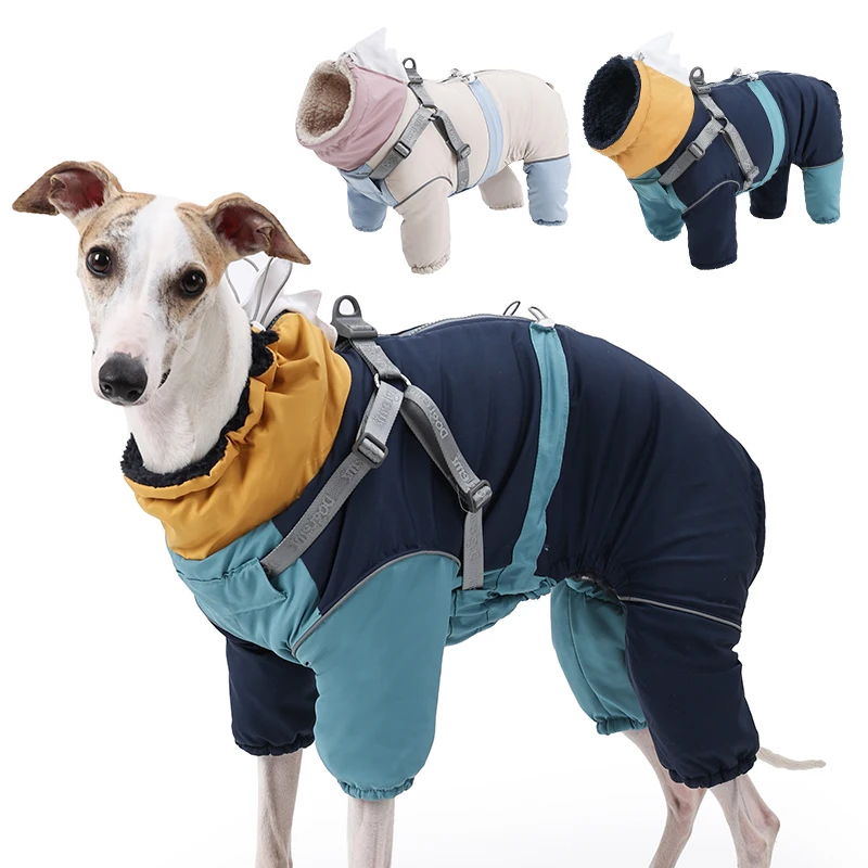 Jersey de invierno repelente al agua para perros con arnés y aleta tiburón - imagen 2
