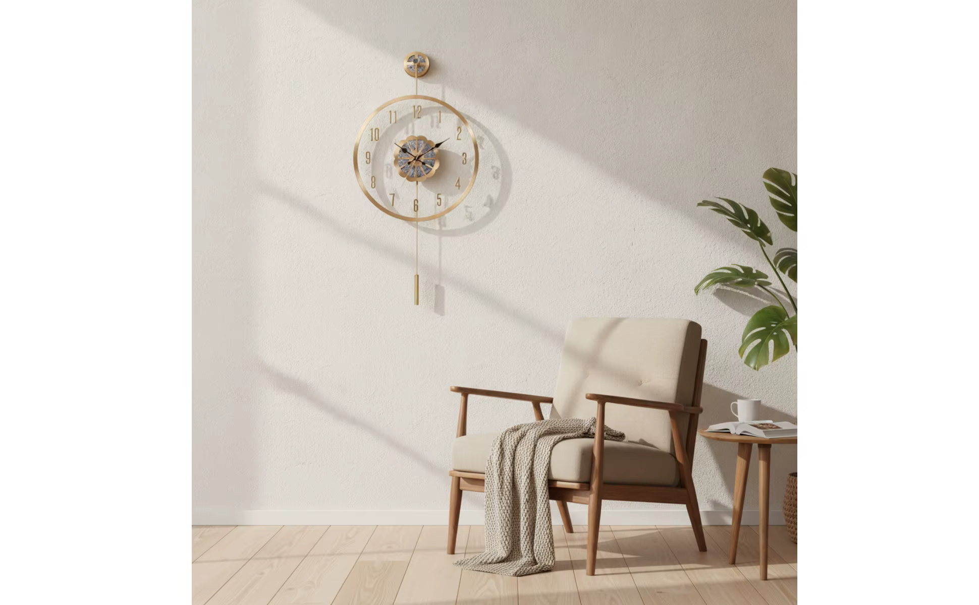 Diseño decorativo del reloj de pared con marco abierto