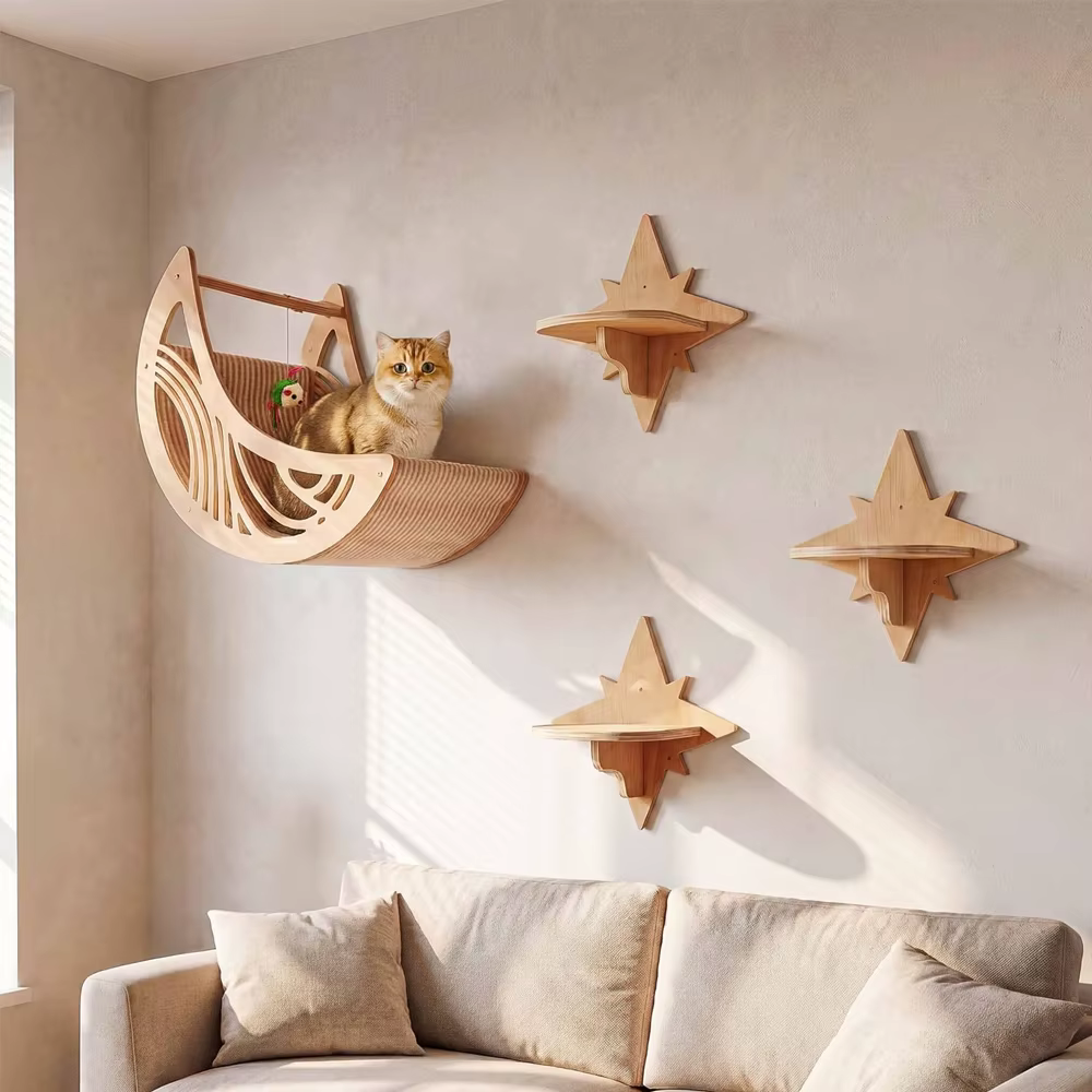 Estantes de pared luna y estrella para gatos: hamaca y escalada - imagen 3