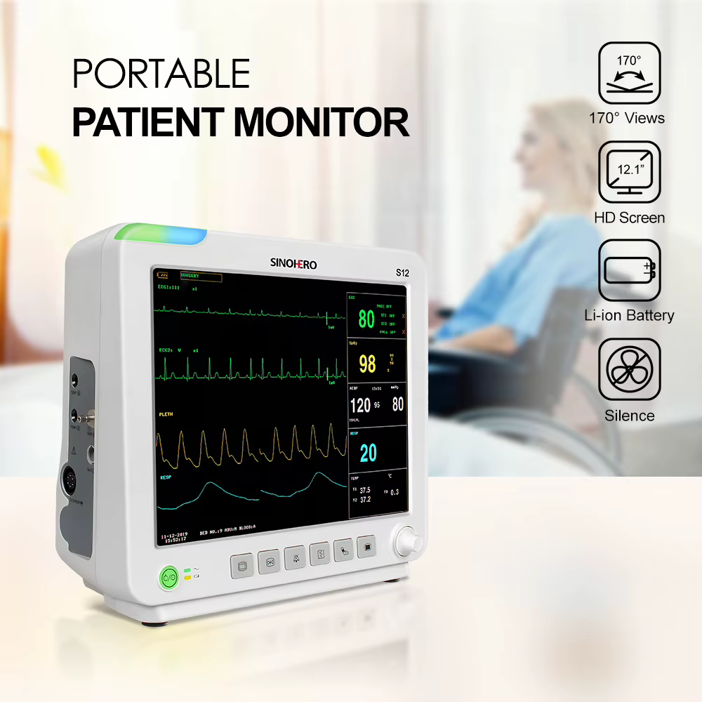 Monitor multiparamétrico SINOHERO S12 con pantalla LCD de 12.1