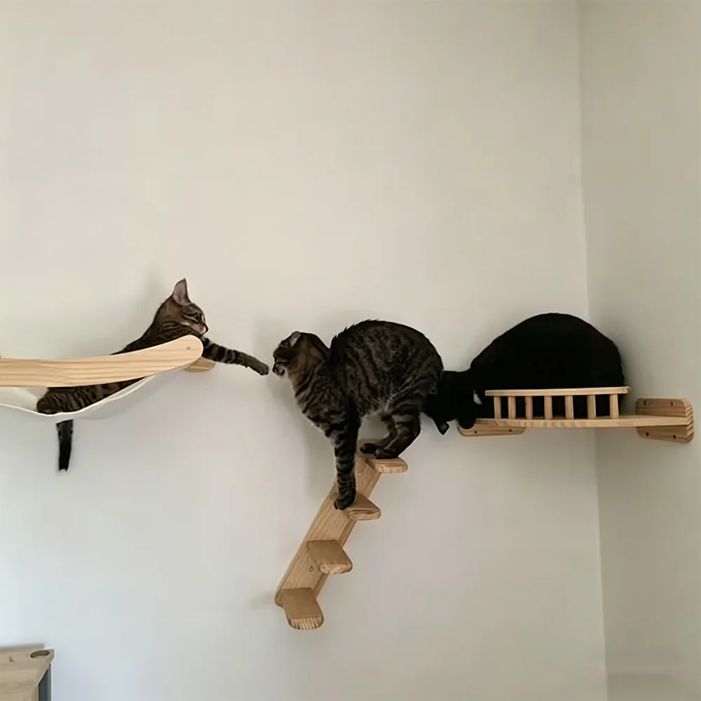 Estantes de pared para gatos en esquina