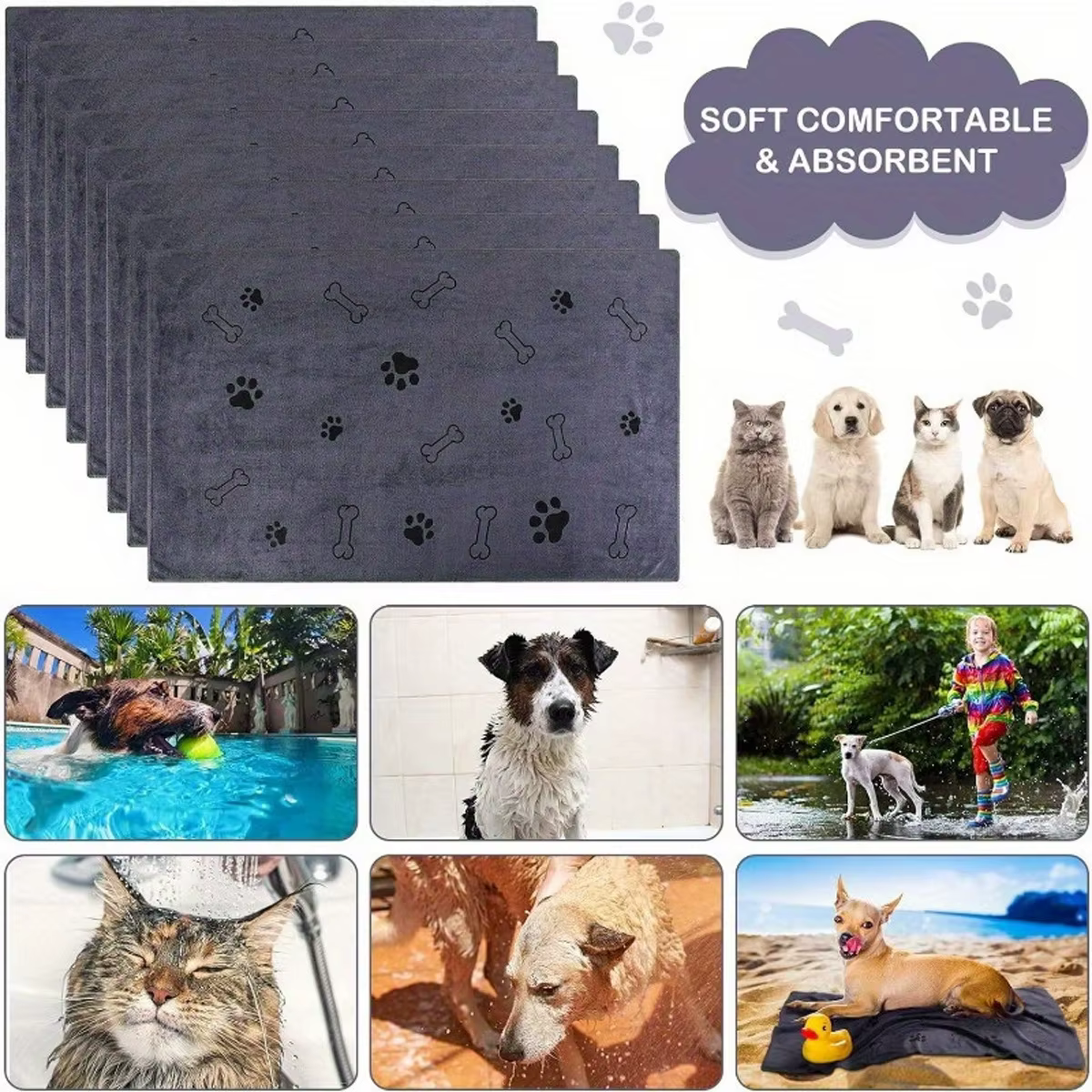 Toallas Microfibra Secado Rápido para Gatos y Perros - imagen 3