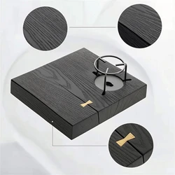 Bandeja de té minimalista de madera – Mesa auxiliar con abertura compacta