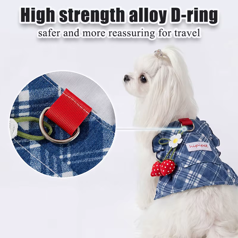 Vestido vaquero de verano con fresas para perros y gatos - imagen 5