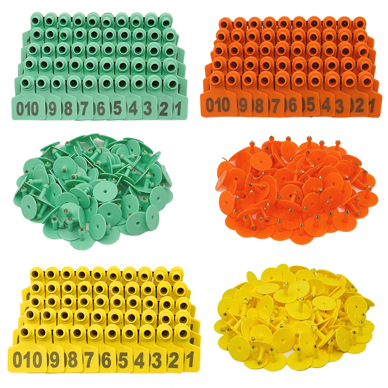 Etiquetas orejas ganado numeradas en tres colores