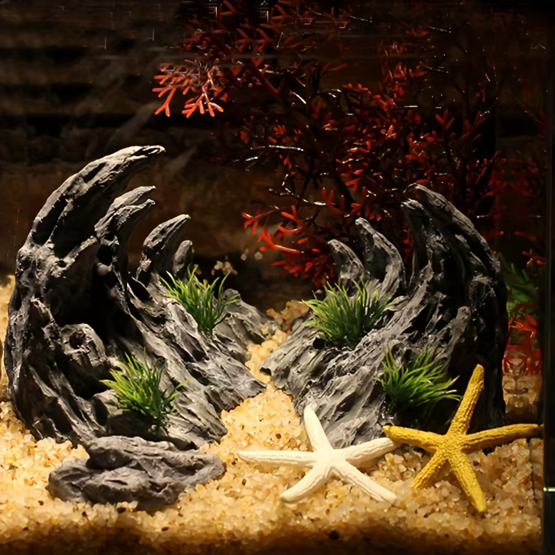 Fuente de roca para acuario – Decoración micro paisaje con resina - imagen 4