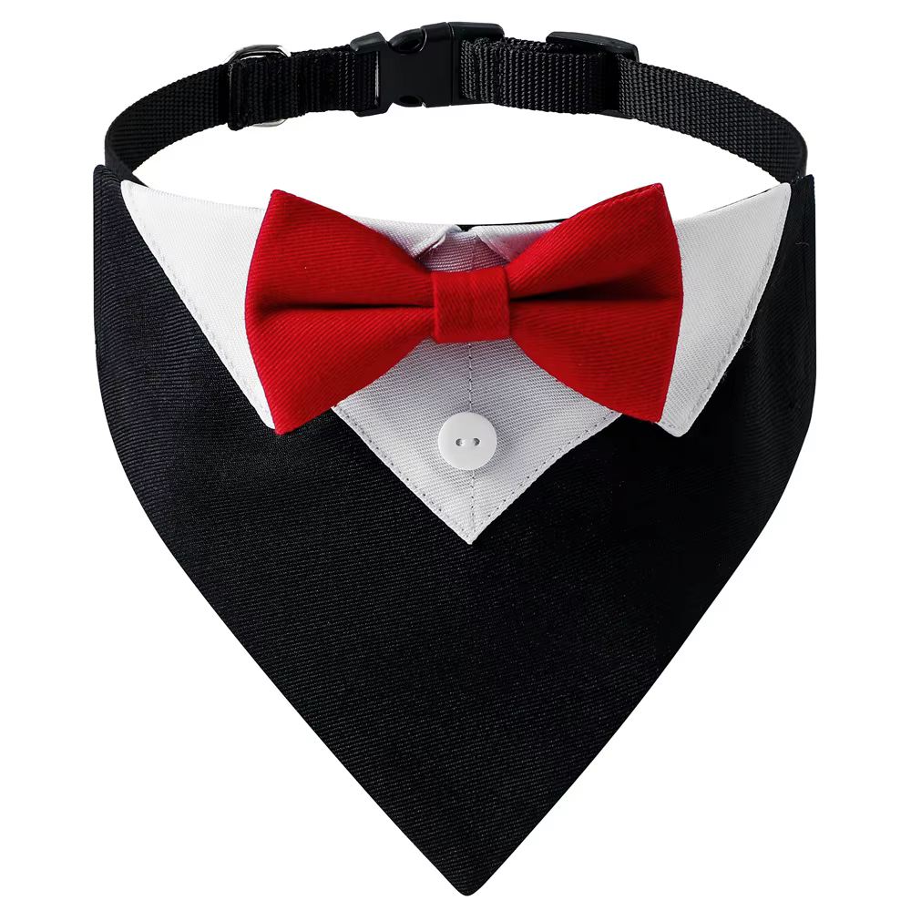 Disfraz de esmoquin para perro con pañuelo y corbata de moño - imagen 5