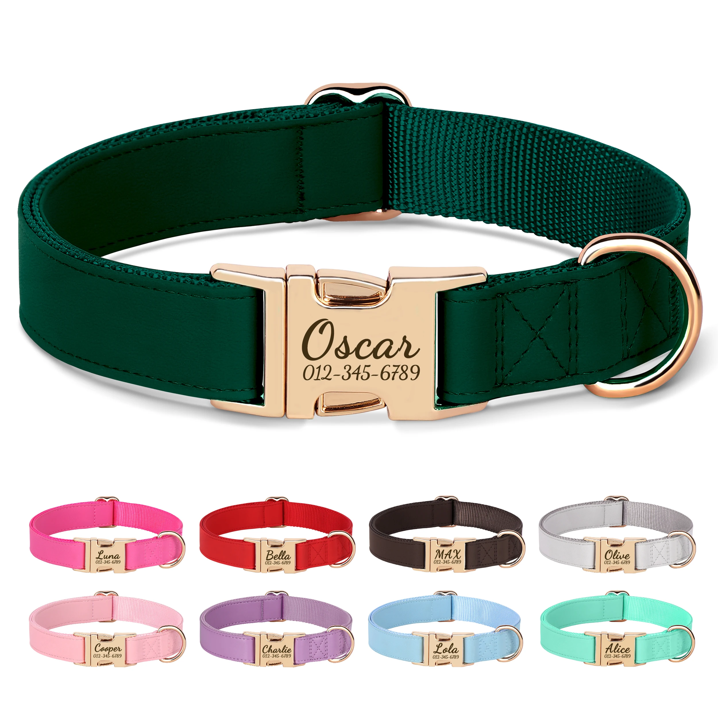 Collar de perro personalizado de cuero PU con grabado gratis - imagen 5