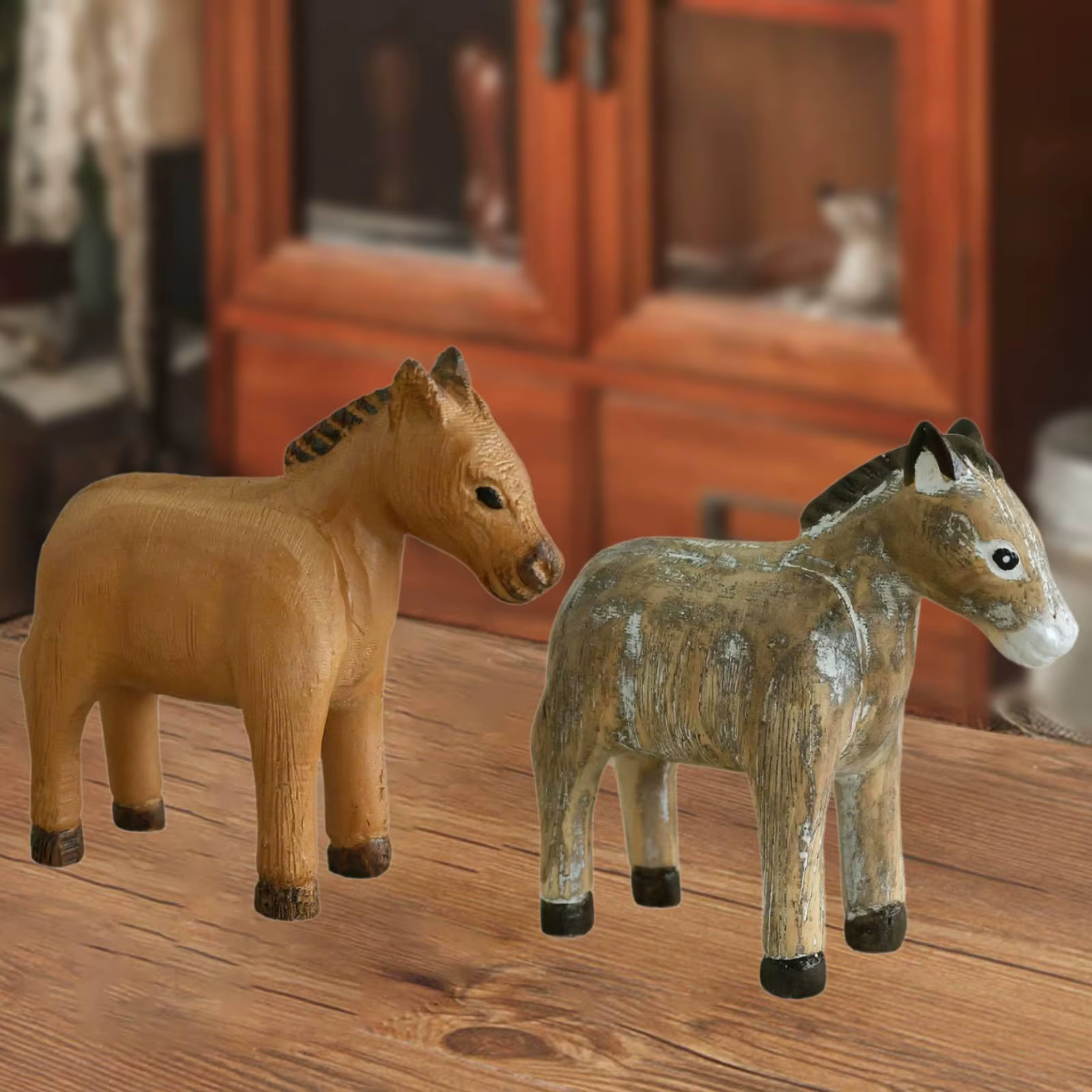 Figura de burro de madera: escultura nórdica para decoración